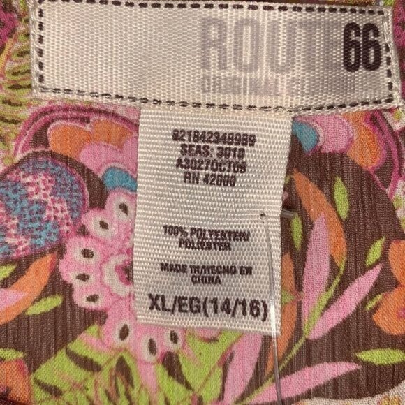 Route 66 Womens XL Floral Paisley Top With Sheer Sleeves Short Ruffle Detail 100 - Picture 4 of 10